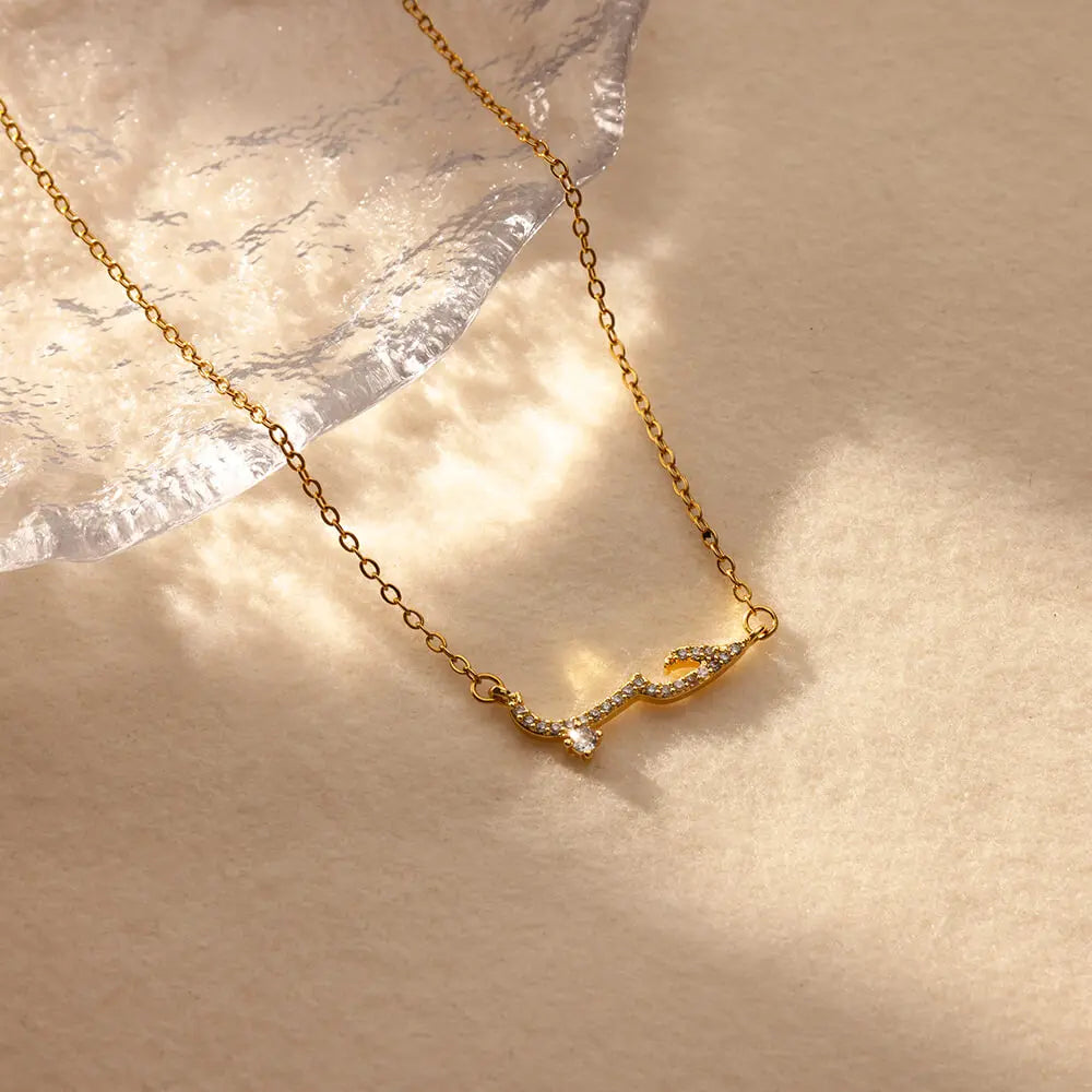 Fashion Zircon Arabic Necklaces For Women Gold Color Stainless Steel Arabic Love Statement Pendant Necklace Wedding Jewelry Gift